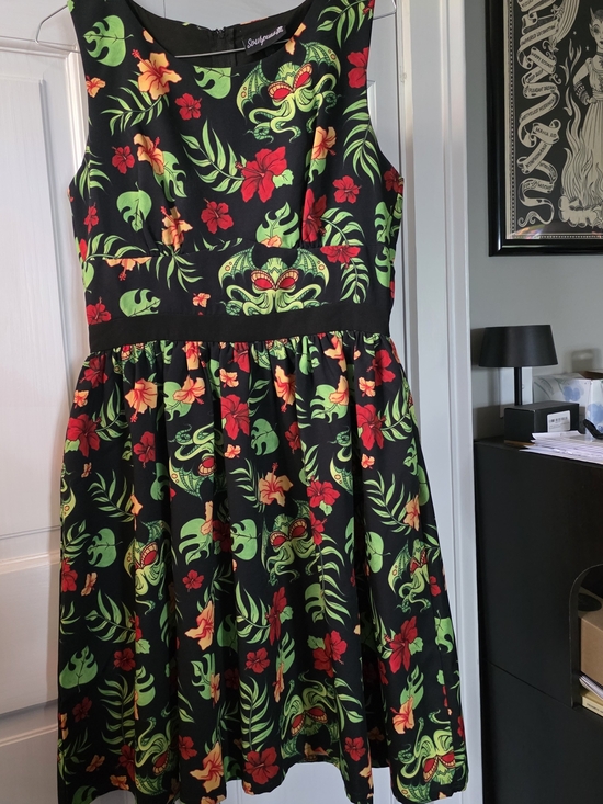 Sourpuss Dresses & Skirts - Sourpuss Black Tropical Cthulhu Floral Fit & Flare Scuba Dress